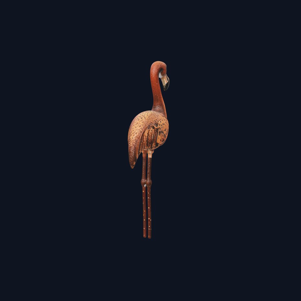Elegant Metal Flamingo Sculpture Model Pack
